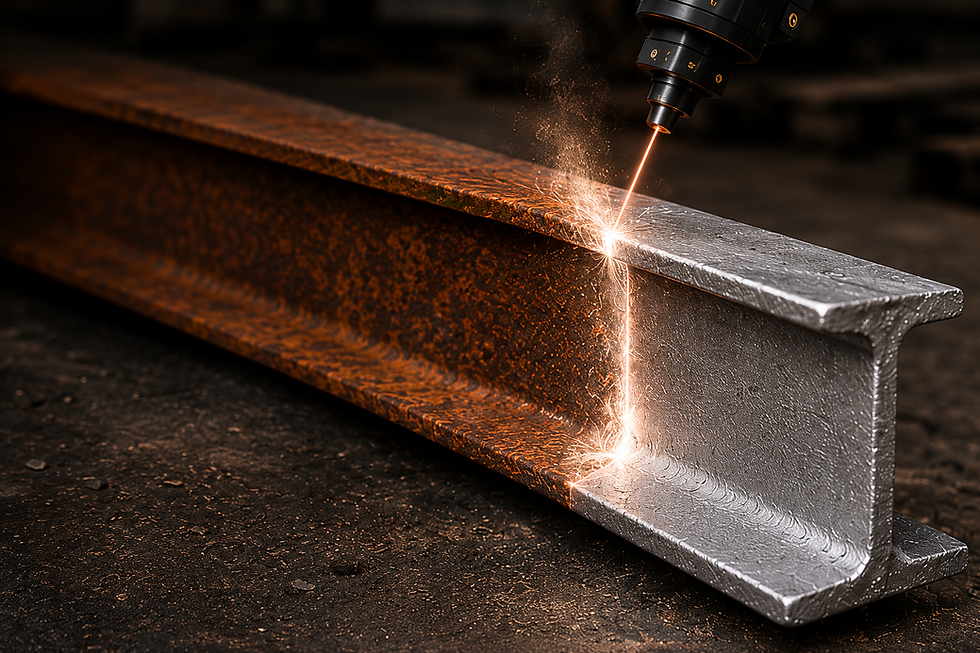 Laser cleaning Geelong removing rust from a metal beam