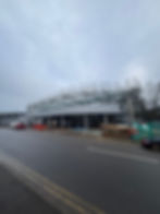 Industrial scaffolding on warehouse building in the West Midlands