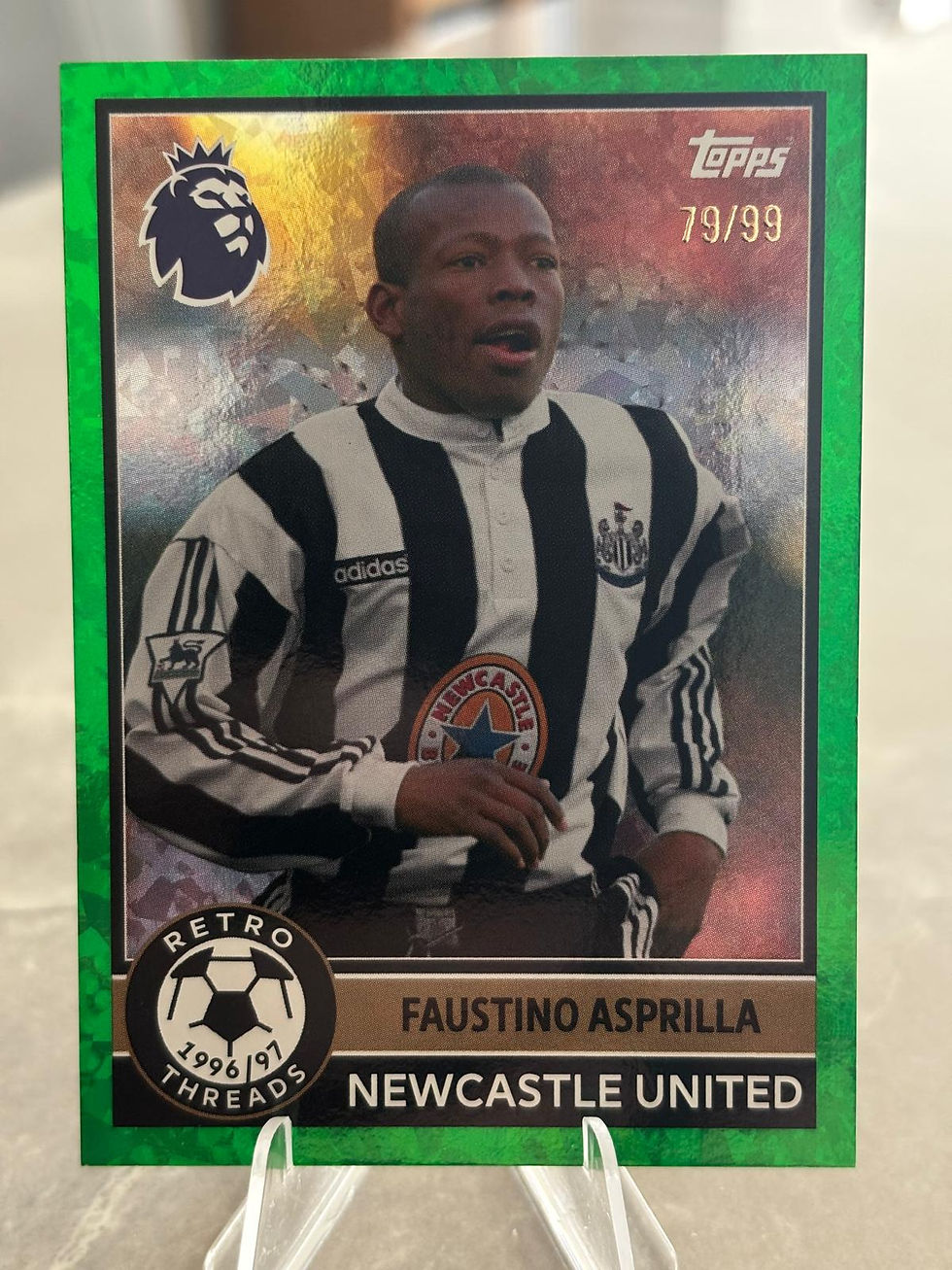 Thumbnail: Faustino Asprilla Retro Threads Green Newcastle United Topps 79/99 Rare