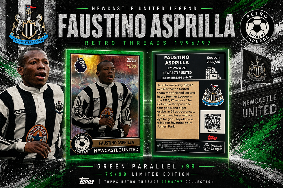 Thumbnail: Faustino Asprilla Retro Threads Green Newcastle United Topps 79/99 Rare