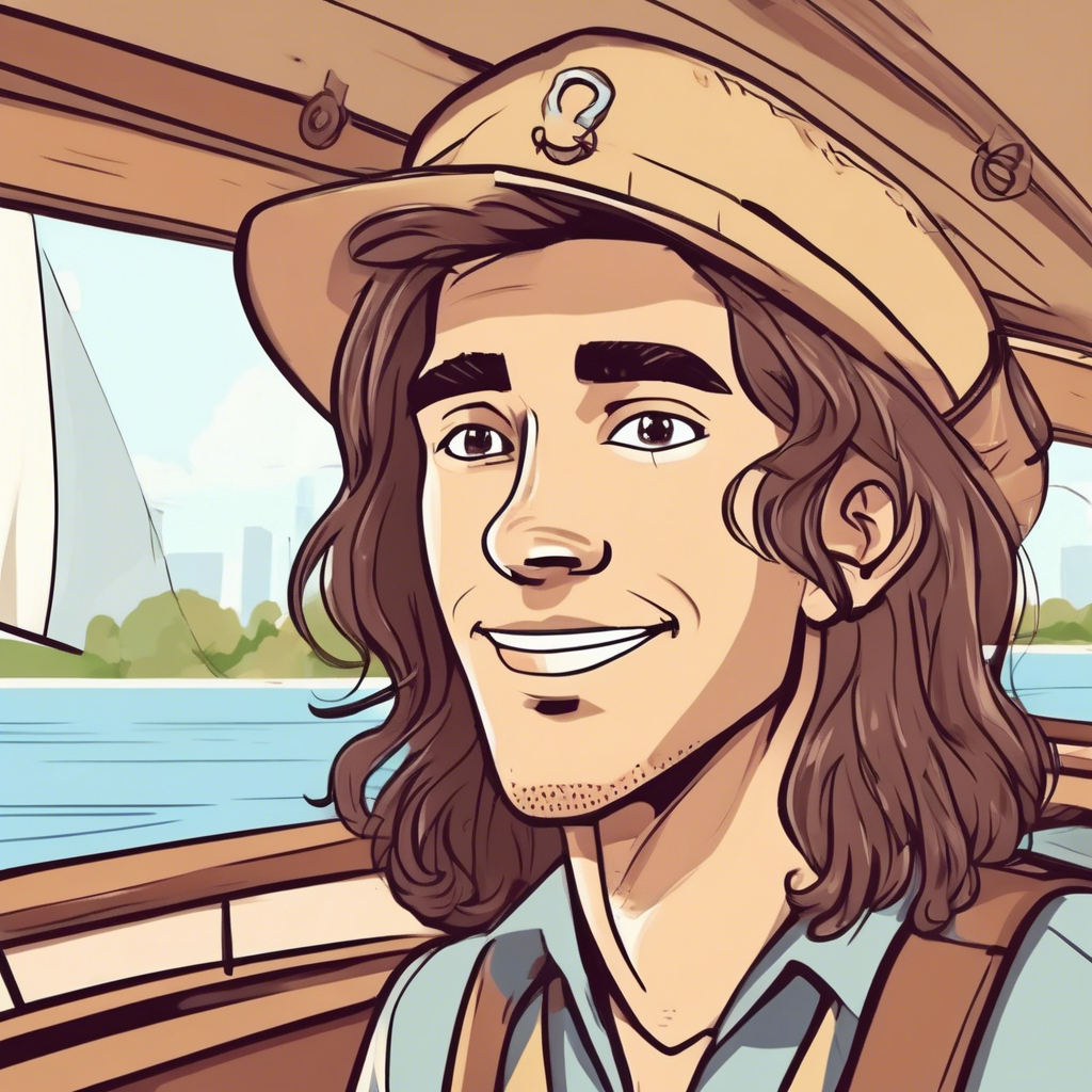 portrait face of tour guide on boat, young guy, long hair.jpg