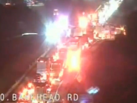 WB and EB IH-20 were closed this morning due to a super-bad accident that affected both sides of the highway - Weatherford, TX.