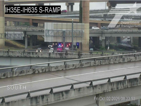 TxDOT cam still of I-35E near I-635 crash response in Farmers Branch