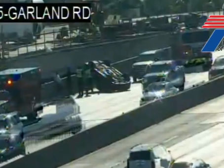 Roll-over accident spotted in Garland on IH-635