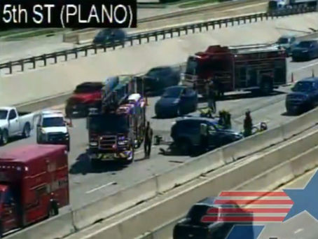 Accident that can be seen from our balcony at US-75 and 15th Street - Plano, TX.