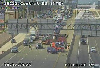Accident Squeezes Eastbound State Highway 183 Down to One Lane at Highway 121 in Hurst-Bedford