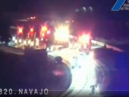 Early morning accident tended to by a host of Emergency Vehicles in Fort Worth, TX.