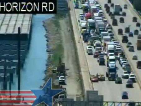 Accident involving Semi-Truck spotted on bridge in Rockwall, TX.