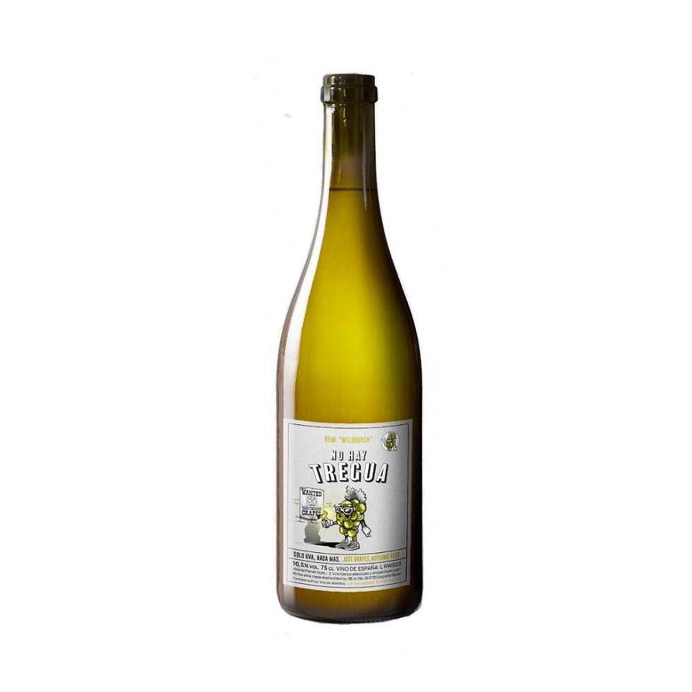 Vinflaska med vit vin som heter No Hay tregua