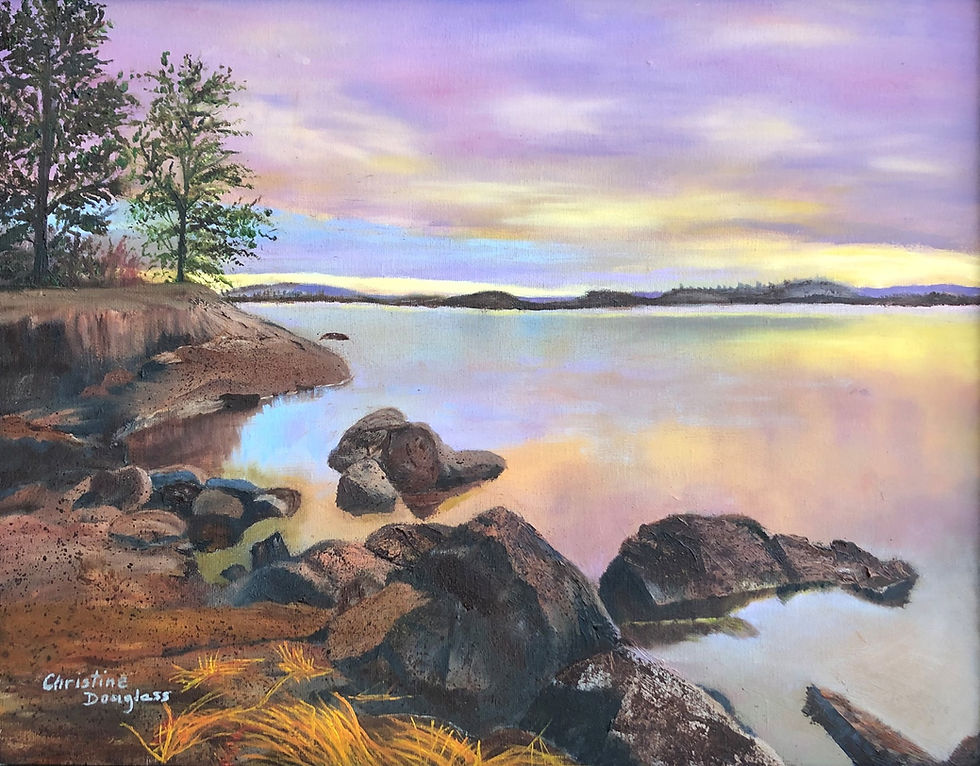 Rocks, Sky, Lake | Oil | USA