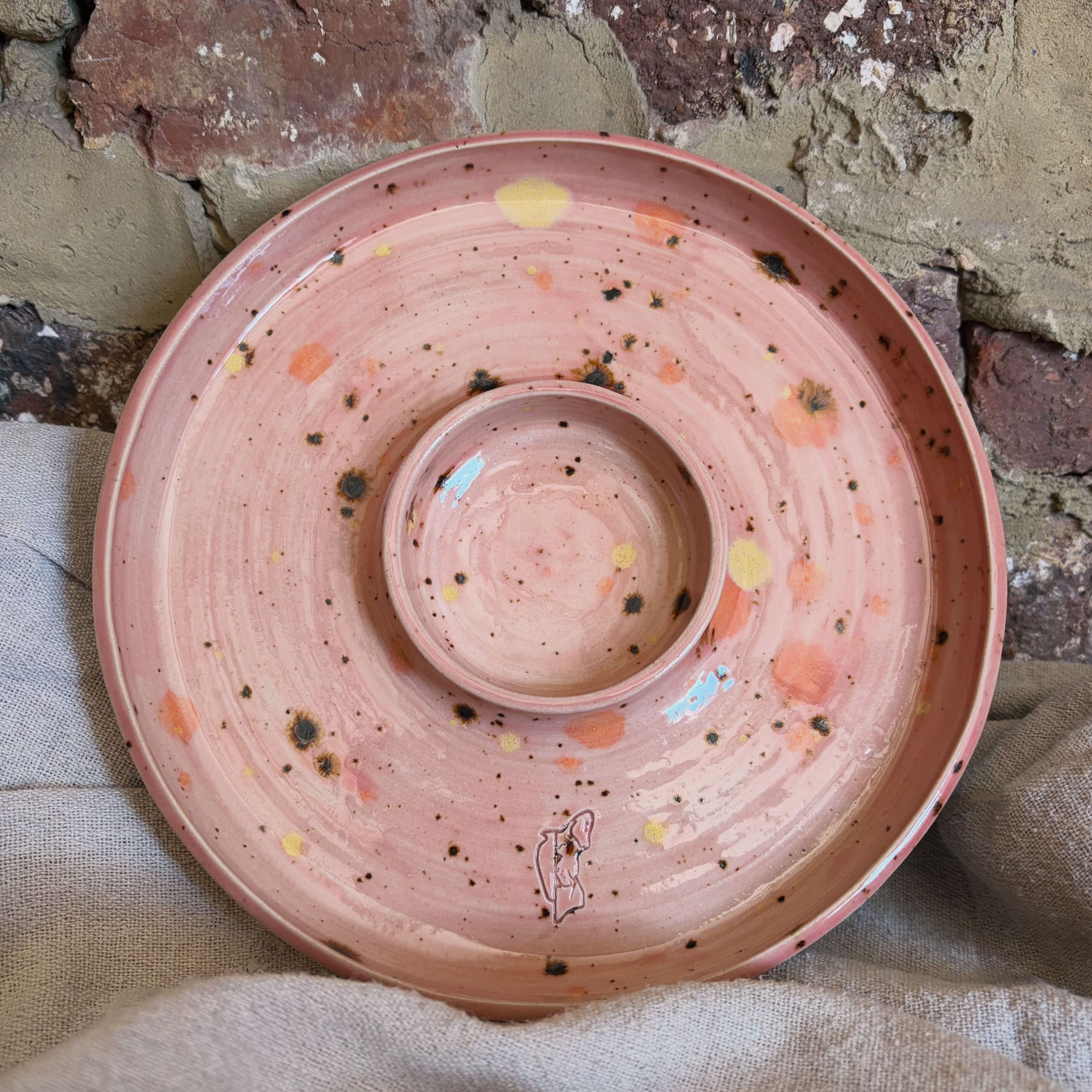 Tapasschaal “roze spikkel”