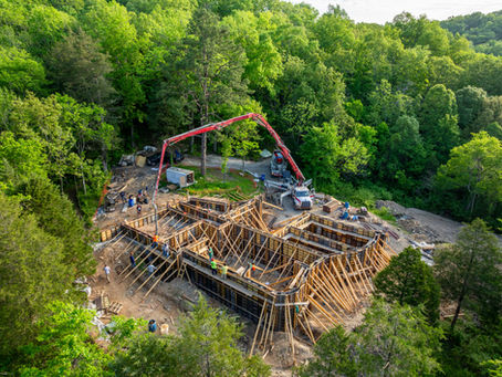 construction site with boom truck 
