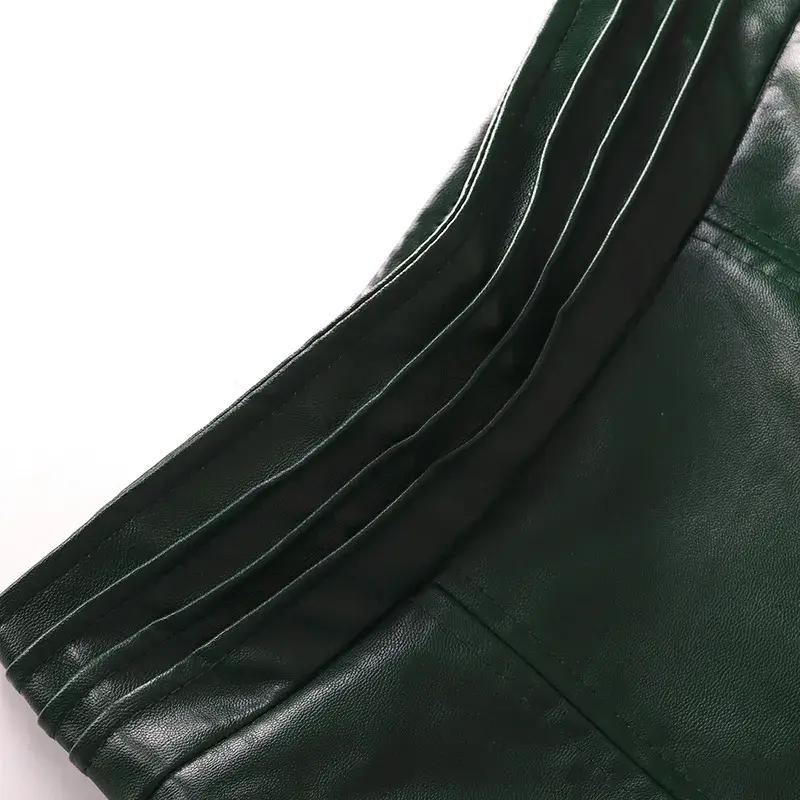 Miniatura: Retro High-Waist Leather Skirt