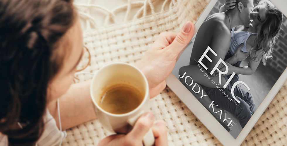 Person looking at Eric ebook cover on tablet