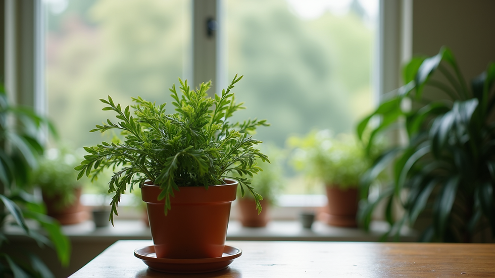 Close-up view of a peaceful indoor plant arrangement