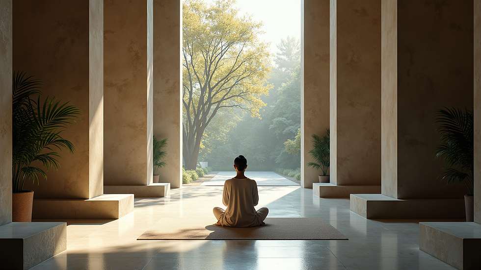 High angle view of a peaceful meditation area