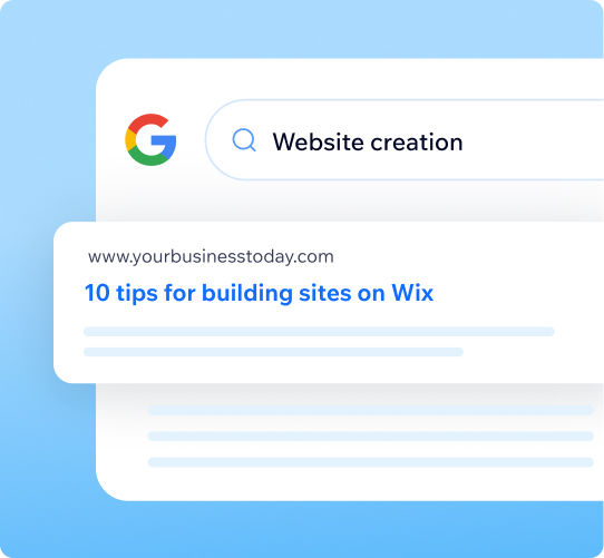 A Google search result showing a Wix affiliate site ranking for a website creation query.