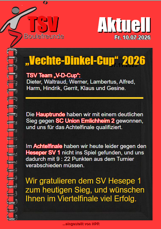 TSV leider ausgeschieden