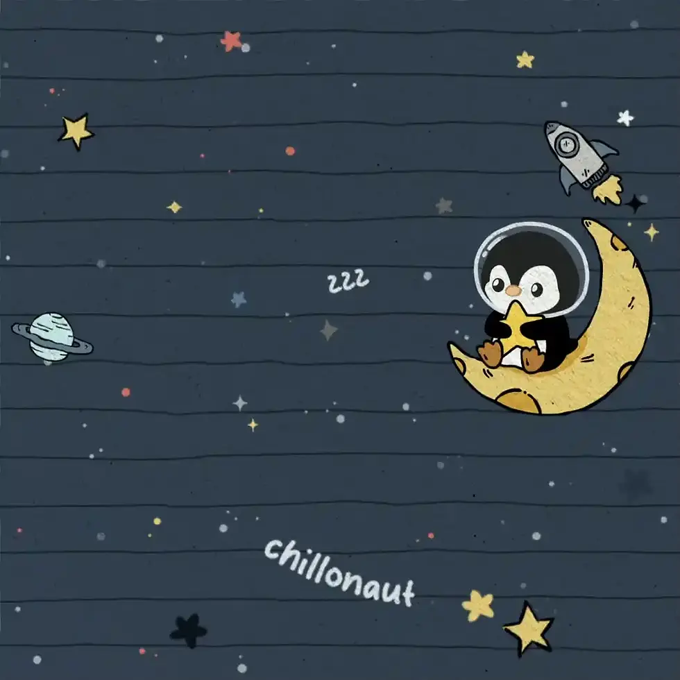 縮圖：Animated Cute Penguin Drifting In Space Dreams (Video)