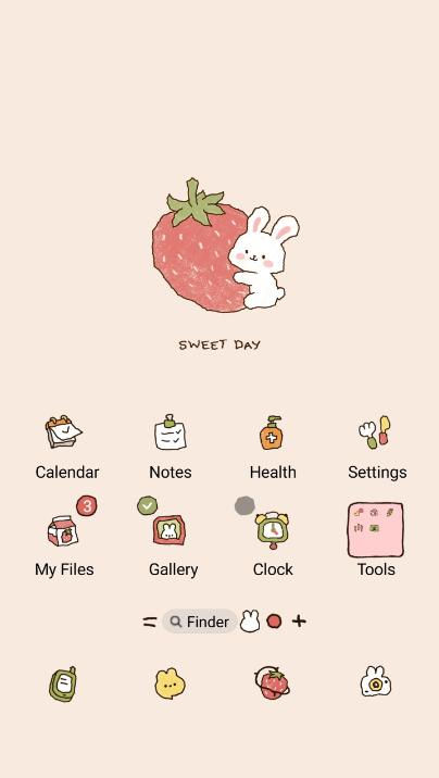 Cute Kawaii Bunny & Giant Strawberry ♥ Sweet Days