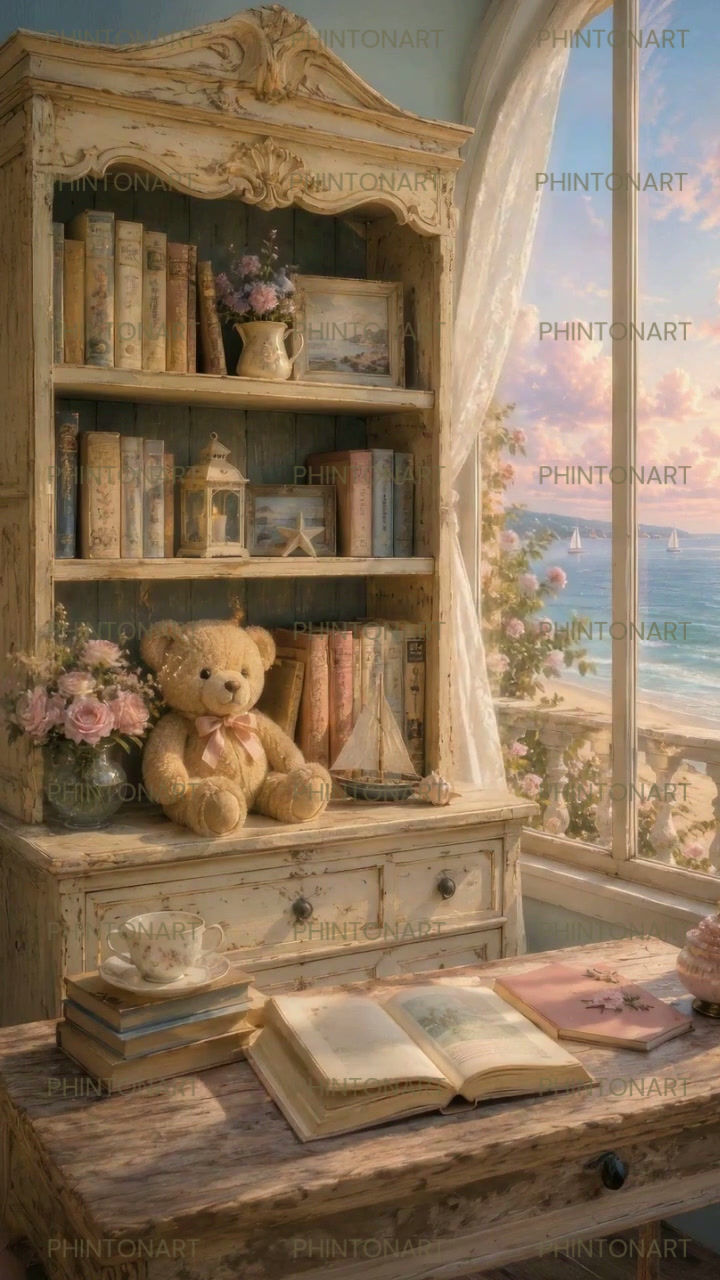 Thumbnail: Premium Vintage Reading Corner - Peaceful Ocean View (Video)