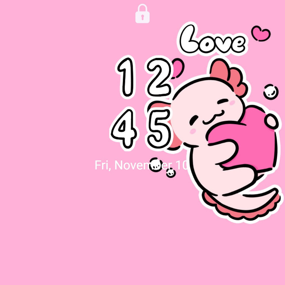 縮圖：Cute Axololt Hugging Pink Heart