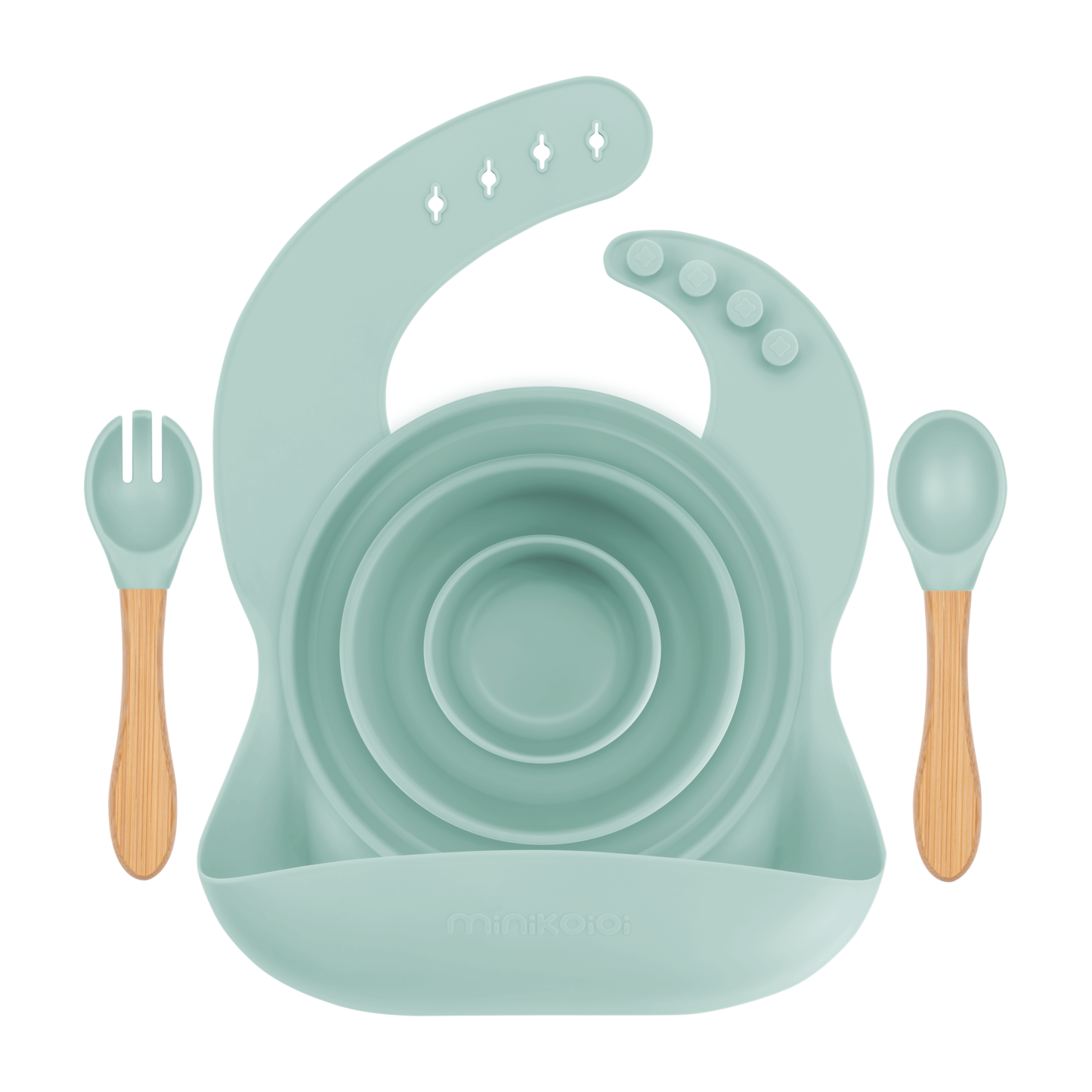 BLW SET III Silicone Feeding Set (Bib + Plate + Bowl + Cup + Spoon + Fork)