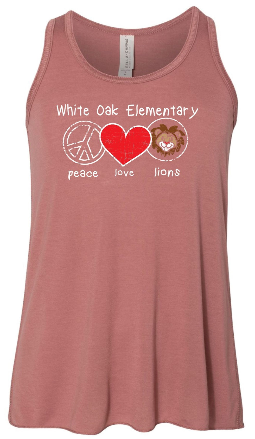 Thumbnail: Girls Flowy Racerback Tank - Peace, Love, Lions