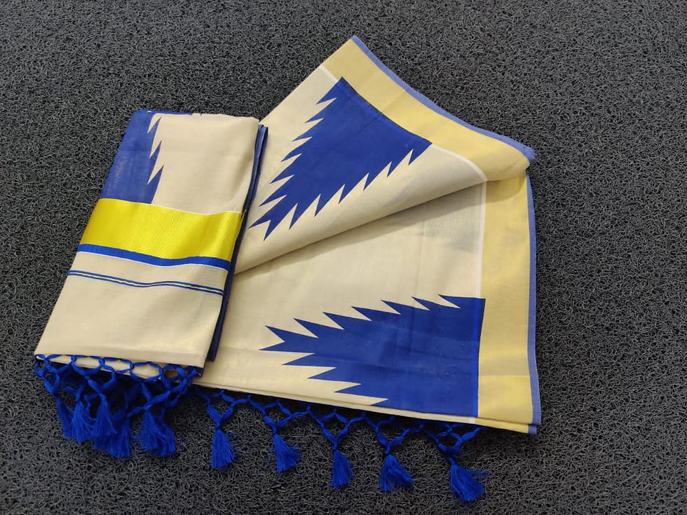 Thumbnail: Temple blue golden tissue saree