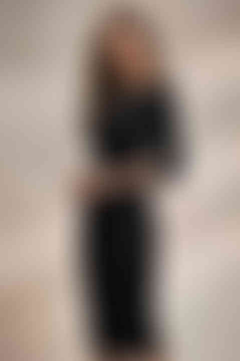 GINGER black fitted sheath midi dress with 3/4 sleeves