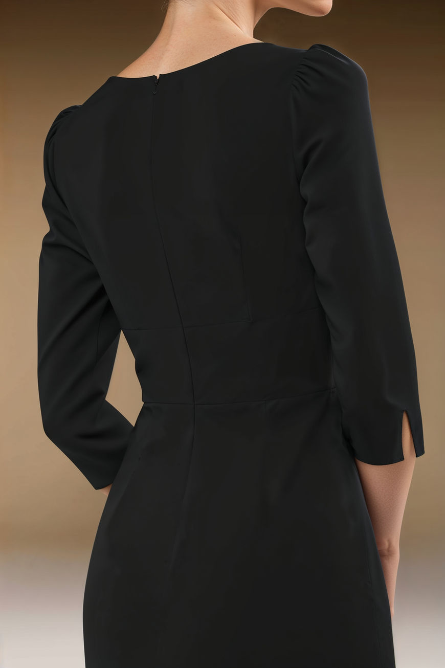 RITA black fitted sheath dress with sleeves little black dress lbd