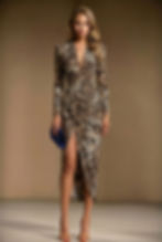ELIZABETH - leopard fitted evening dress with sleeves