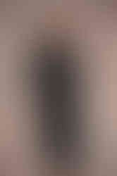 The AUDRAY black pinstripe fitted midi sheath dress with 3/4 sleeves