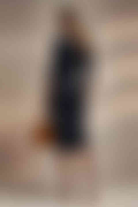 GINGER black fitted sheath midi dress with 3/4 sleeves