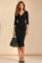 SCARLETT - black fitted sheath dress with 3/4 sleeves