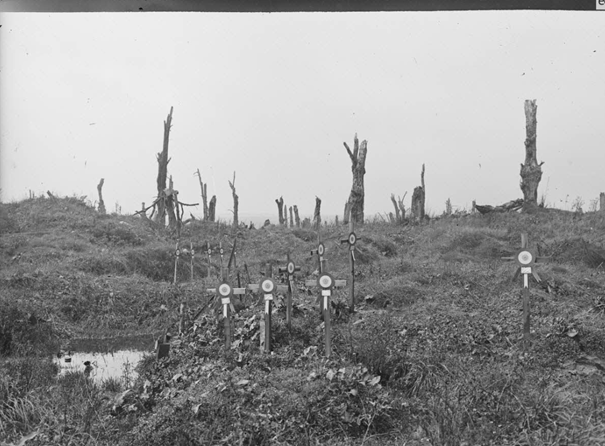 Groupe de tombes dans le parc du château de Sailly-Saillisel (https://imagesdefense.gouv.fr/fr)