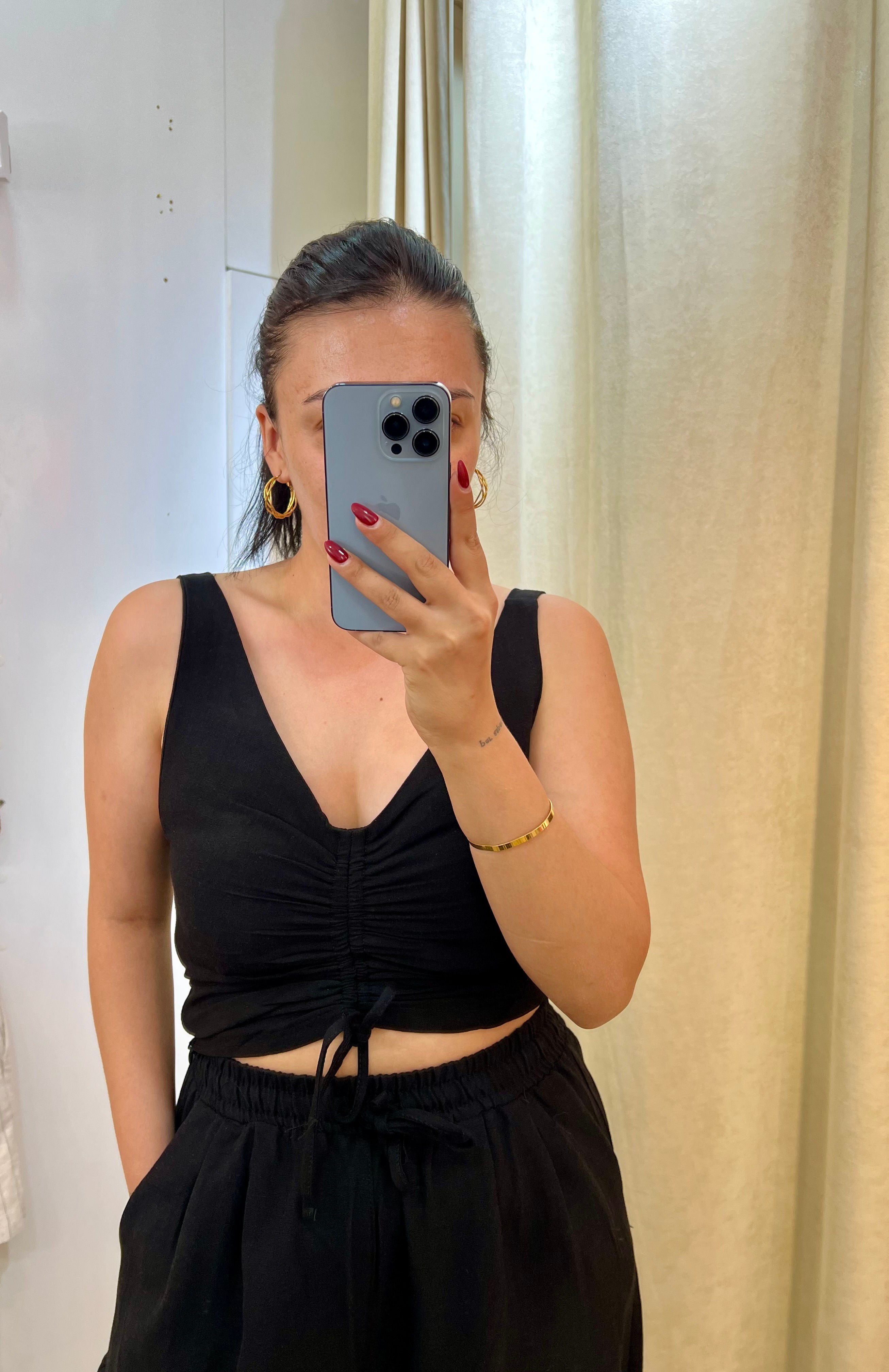 keten önü büzgülü bluz