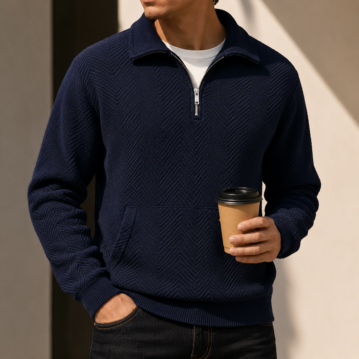Casual Half-Zip Sweatshirt Set