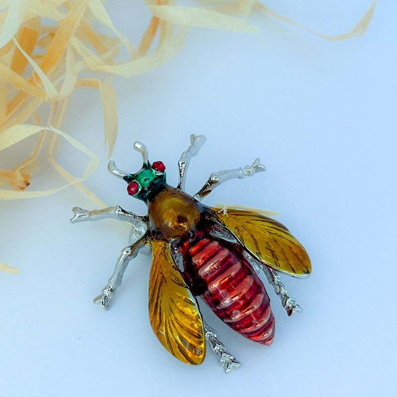 Broșă Viespe cu email multicolor