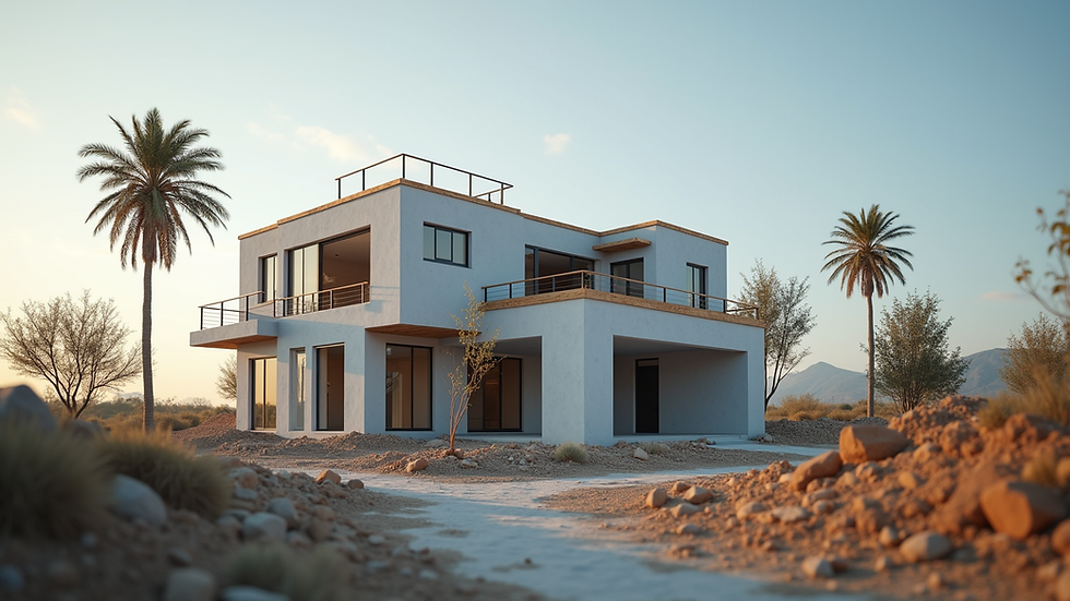 Eye-level view of a modern residential house under construction