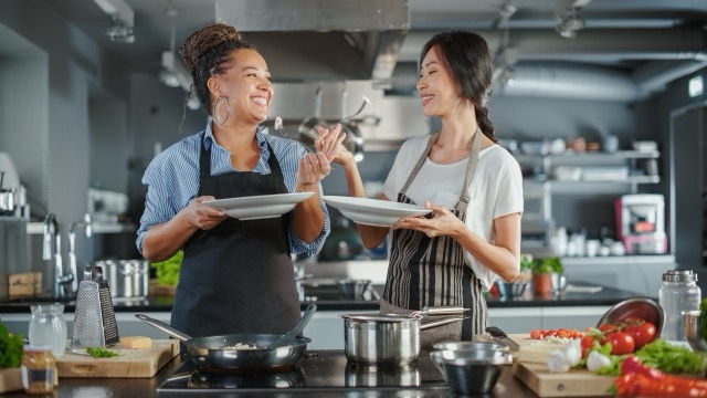 Professional kitchen set demonstrating where our custom motion graphics templates are applied for cooking shows and TV broadc