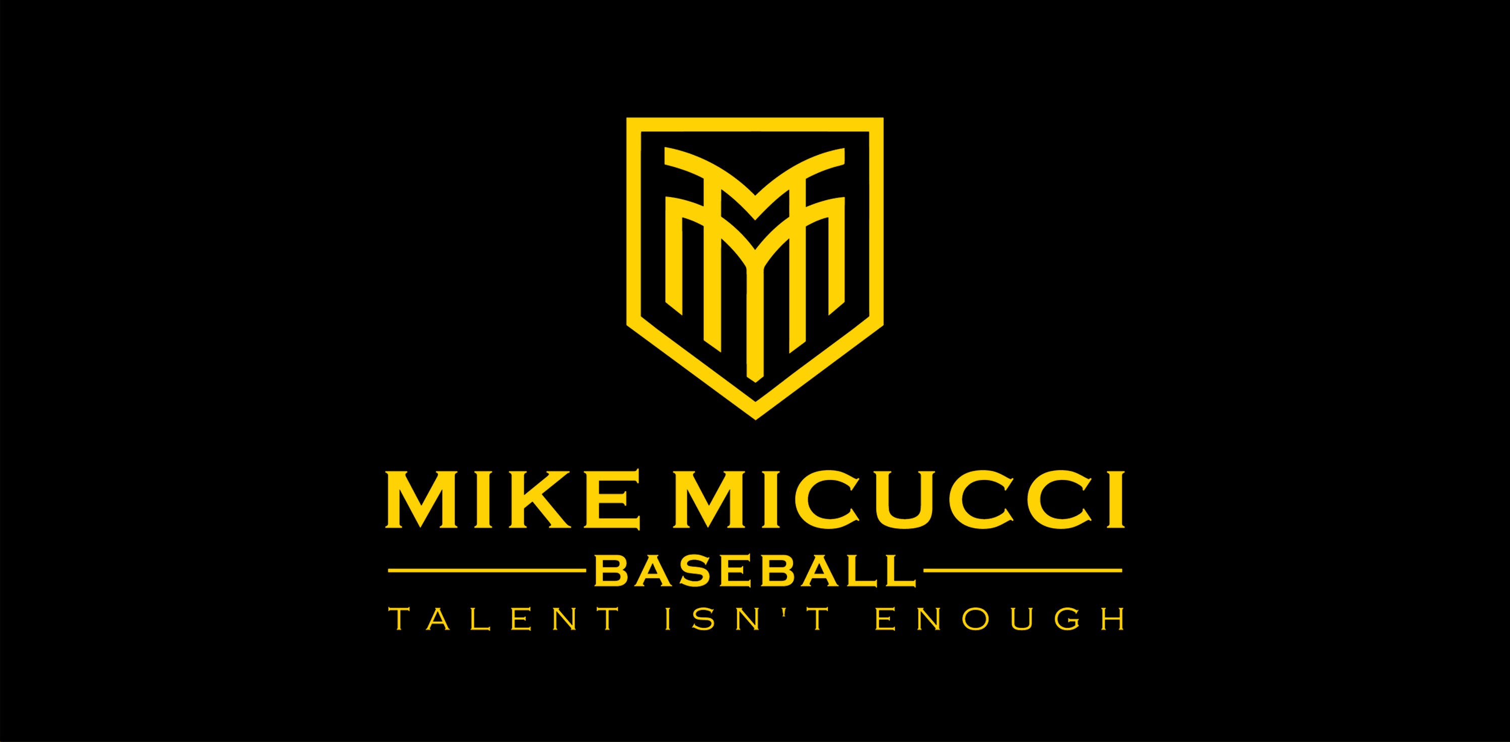 Mike Micucci Baseball brand logo and message