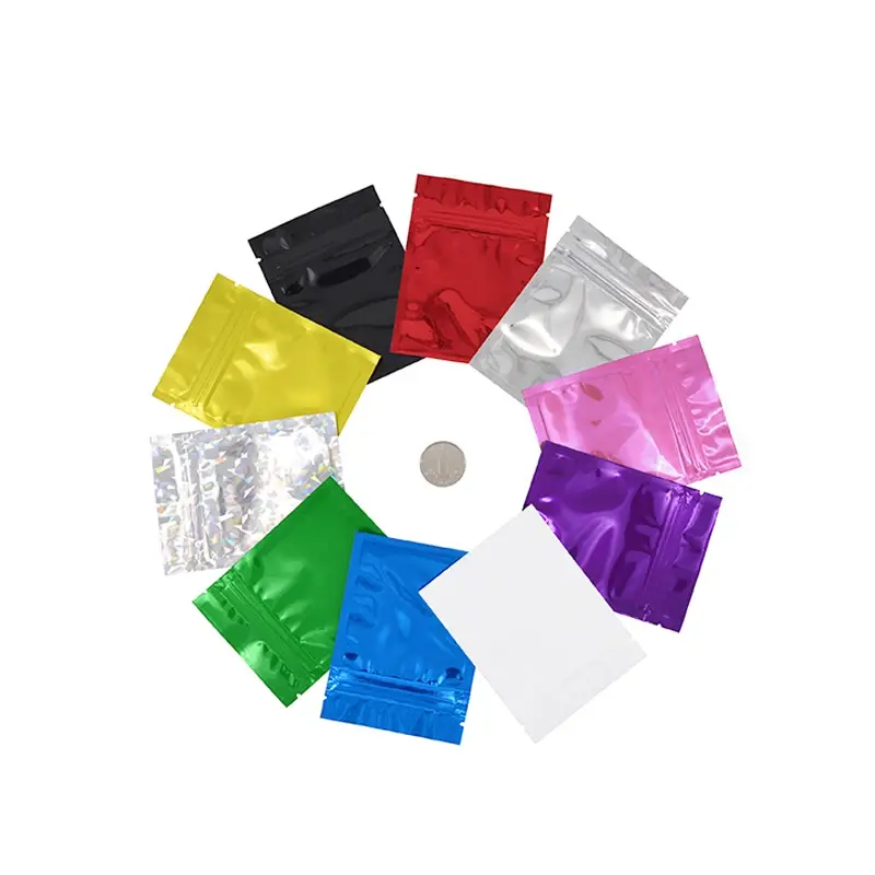 Thumbnail: 100 Pcs Colorful Top Feed Foil Zip Lock Bags, Mylar Bags, Food Storage Bag