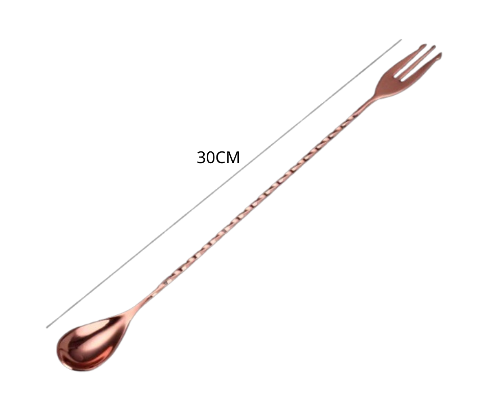 Thumbnail: Bar Spoons with Fork End 30cm - Rose Gold