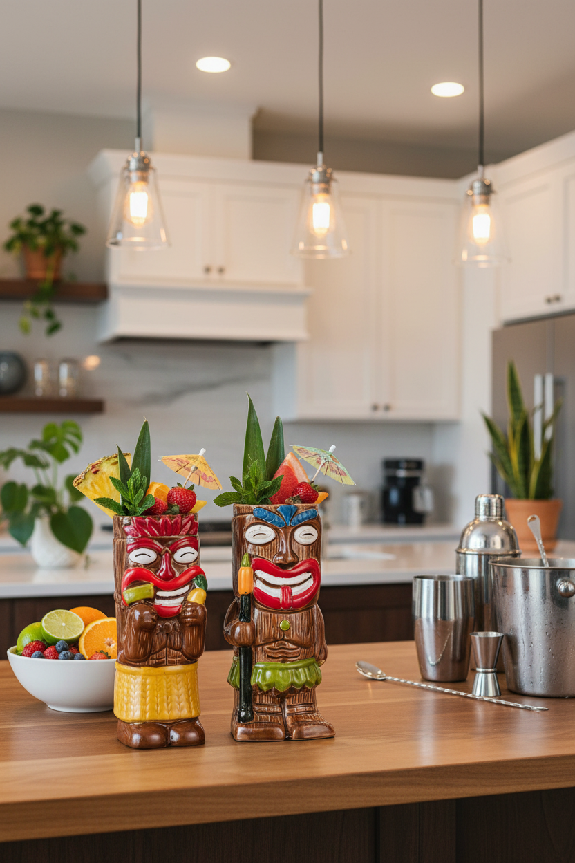 Thumbnail: Cocktail Tiki Mugs Set of 2