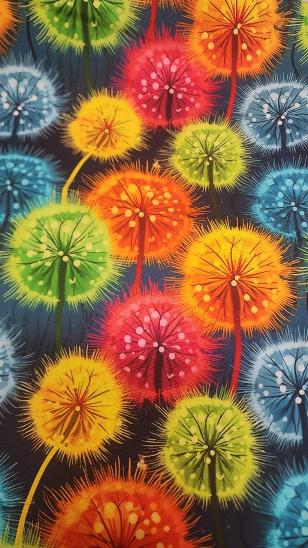 Cotton Woven Large Danelions Colorful 