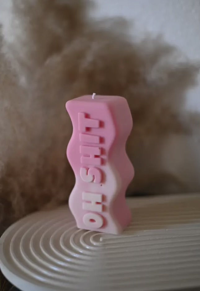 Oh Shit Decorative Candle Pink
