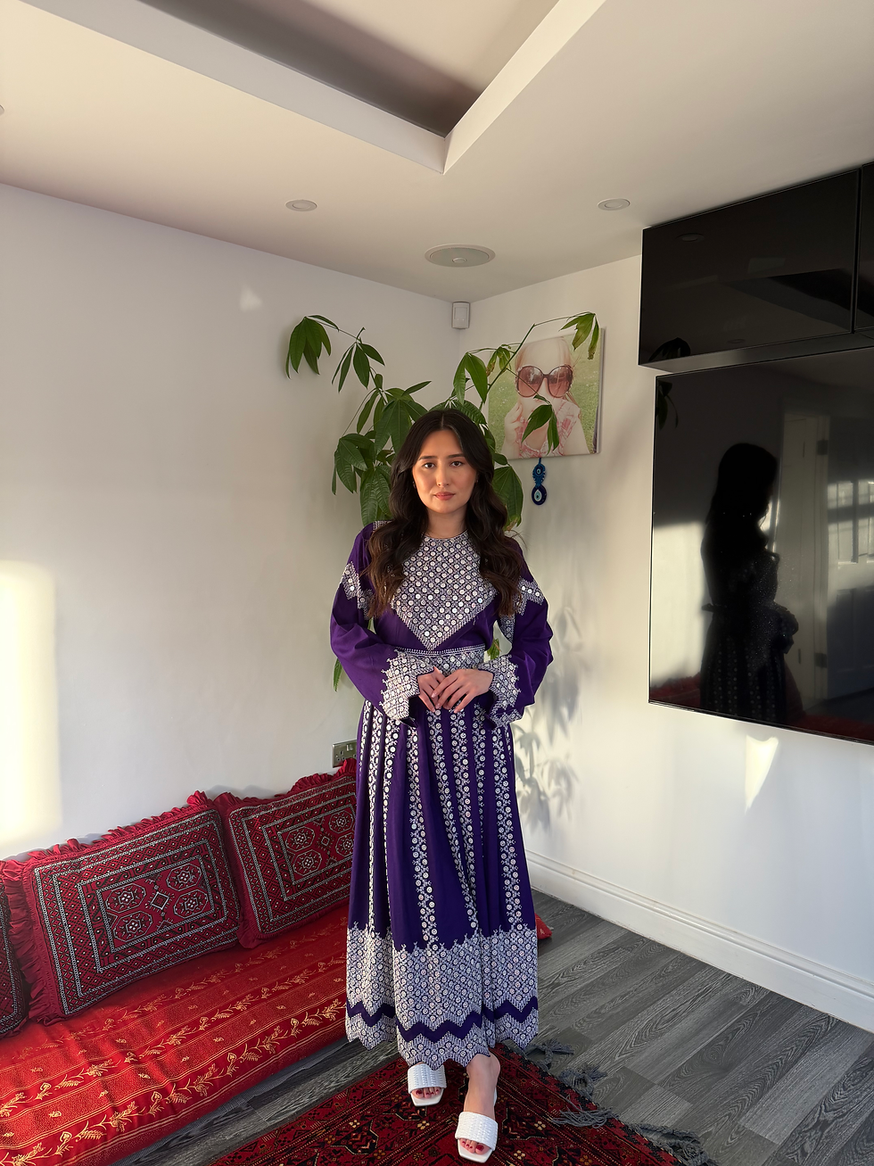 Thumbnail: Long maxi dress mirror stitched by hand 