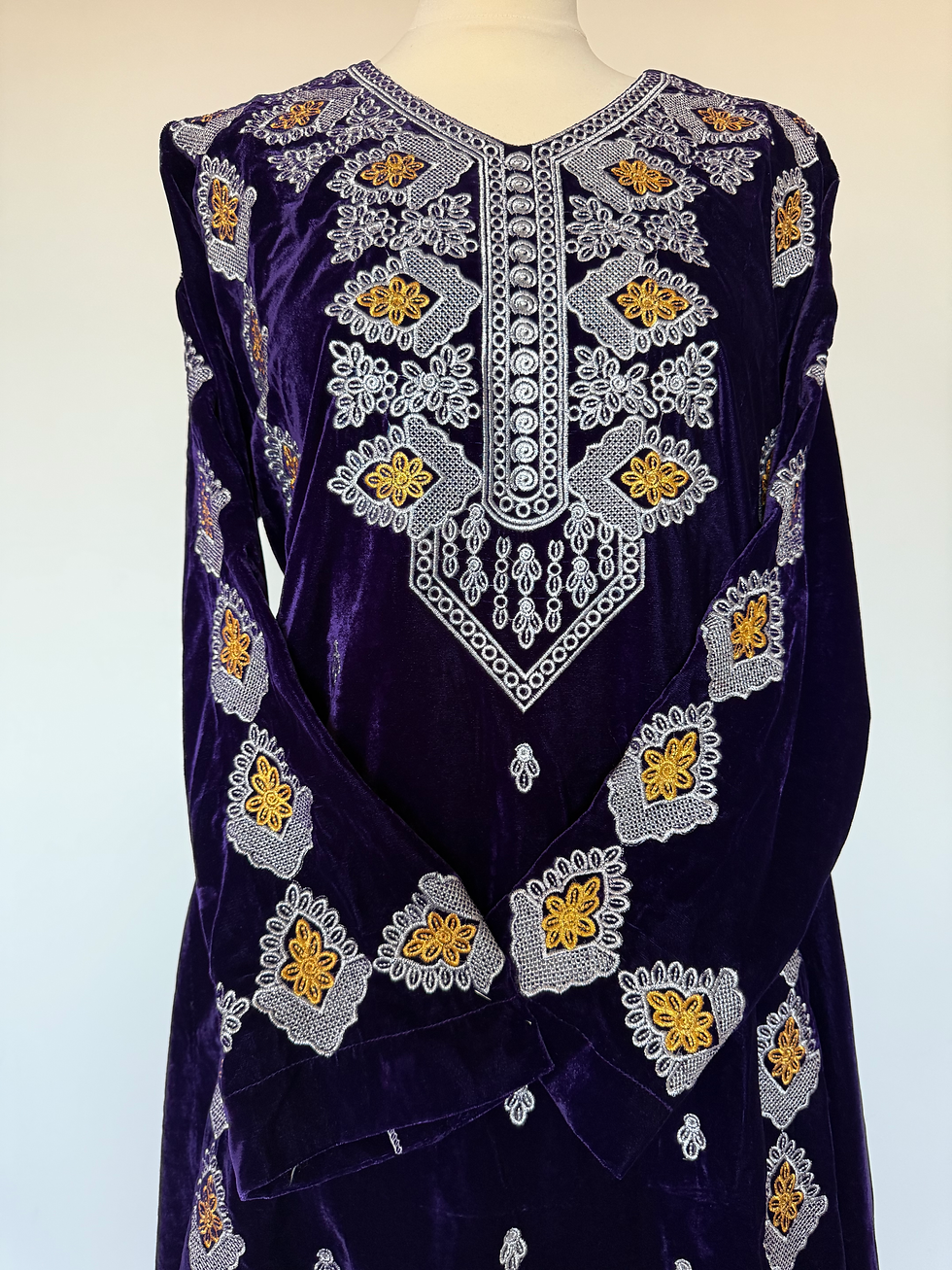Thumbnail: Embroidered Velvet Dress