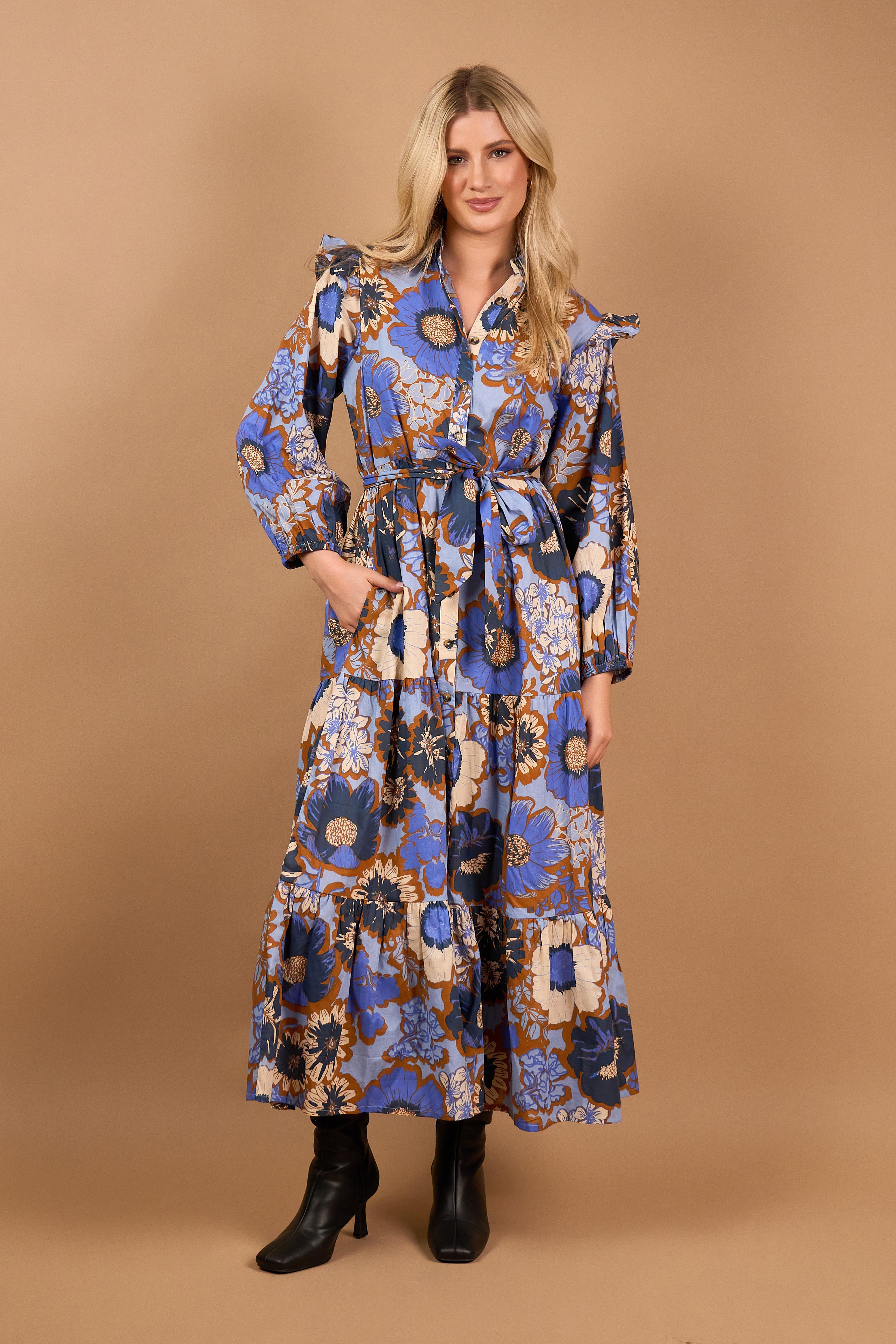 Rhoda Dress Blue Flower
